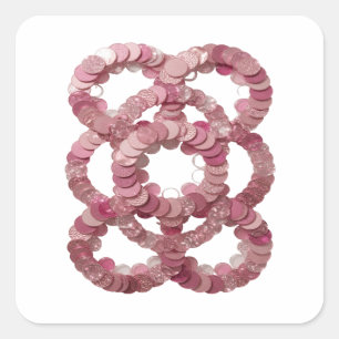 Cool Silver PINK SEQUINS Square Sticker