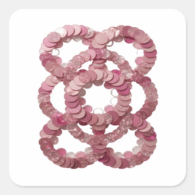 Cool Silver PINK SEQUINS Square Sticker (Front)