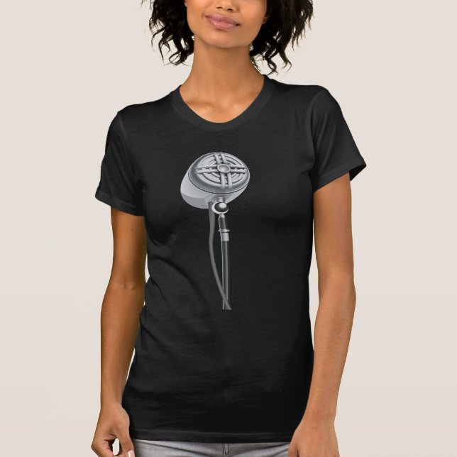 Cool Silver Retro Microphone T-Shirt (Front)