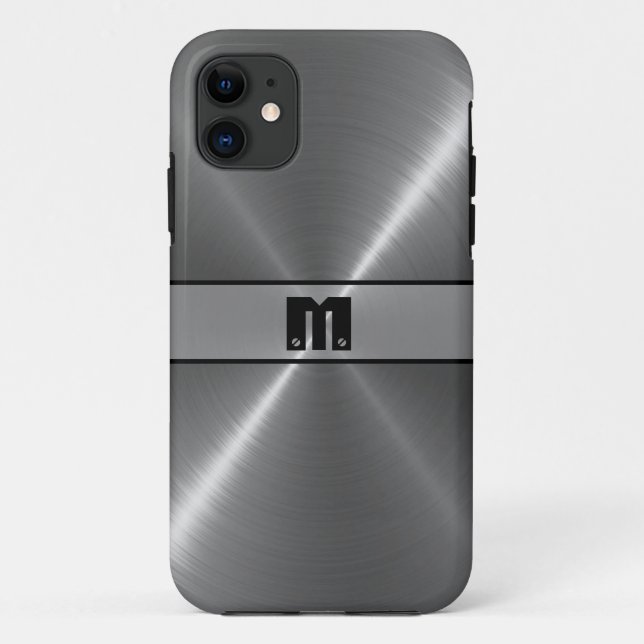 Cool Silver Shiny Stainless Steel Metal 7 Case-Mate iPhone Case (Back)
