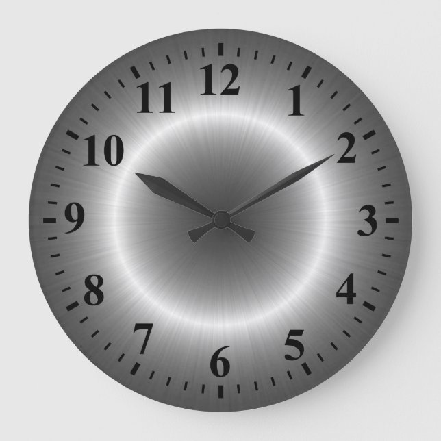 Cool Silver Stainless Steel Metal Large Clock (Front)
