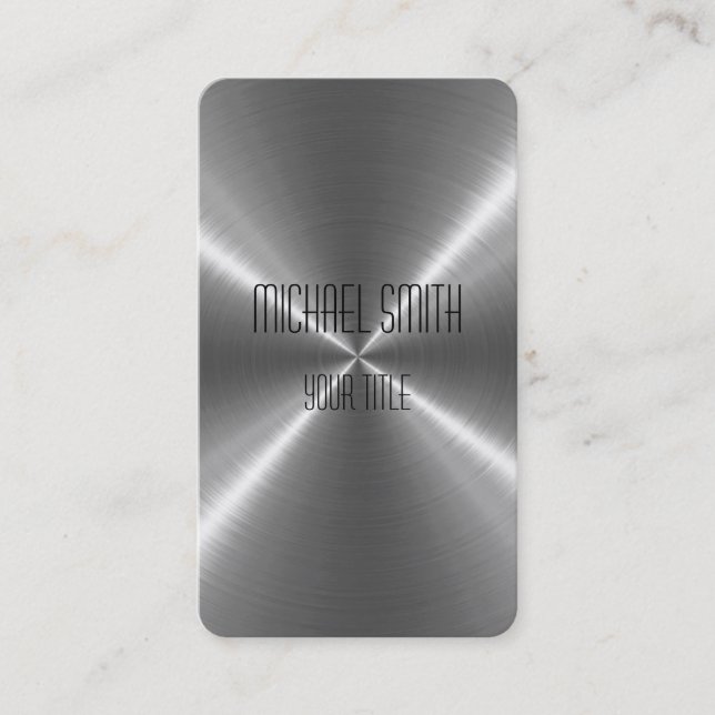 Cool Silver Steel Metal Business Card (Front)