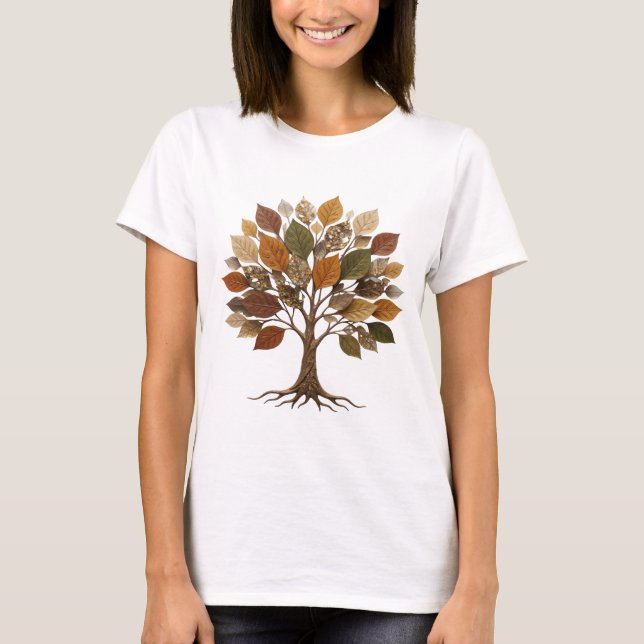 Cool Silver TREE OF LIFE Wearable Art T-Shirt (Front)