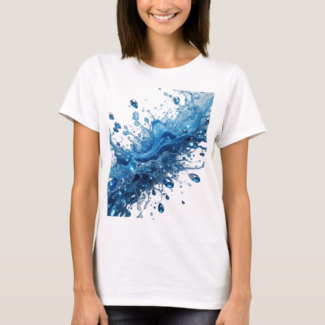 Cool Silver WATER SPLASHES Slogan Tee (Front)