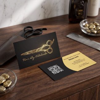 Cool Simple Faux Gold Scissors Hair Stylist Business Card