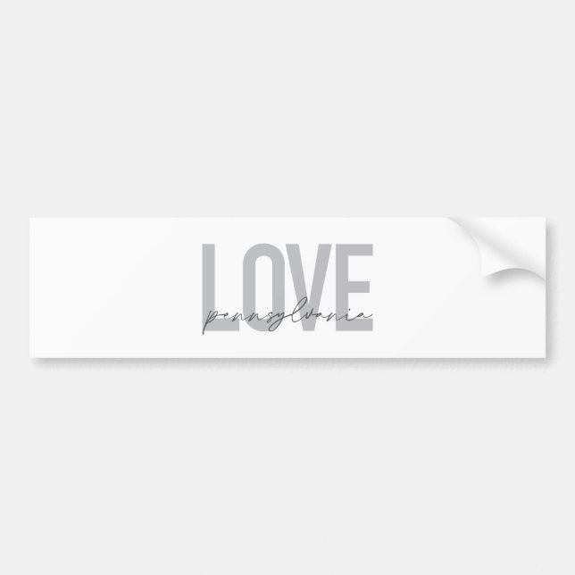 Cool, simple, modern design Love Pennsylvania Bumper Sticker (Front)