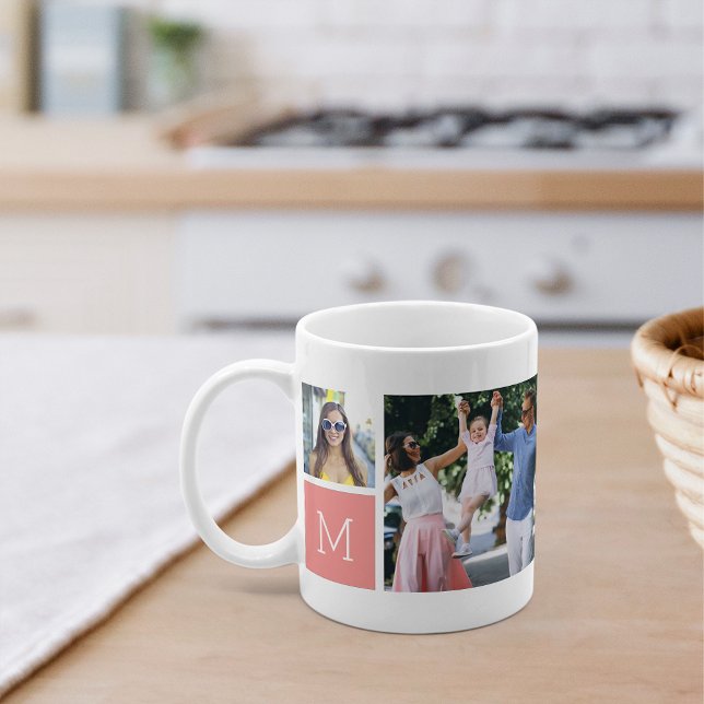 Cool Simple Photo Collage & Monogram Coffee Mug (Creator Uploaded)