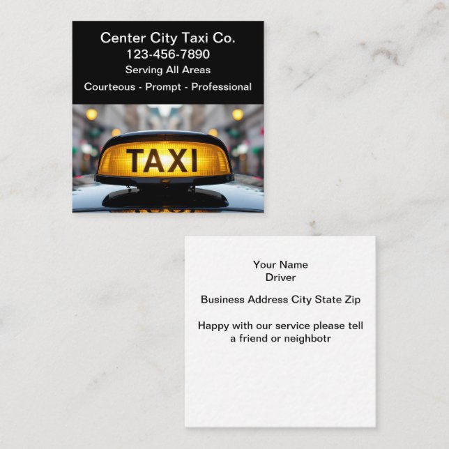 Cool Simple Taxi Business Cards (Front/Back)
