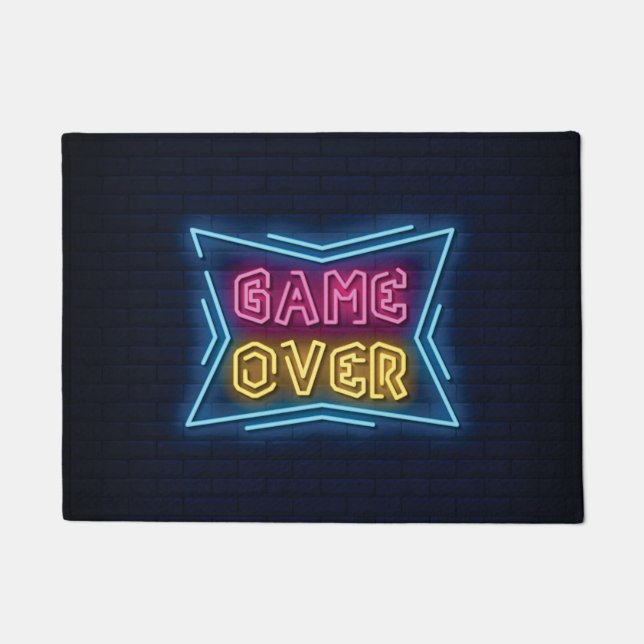 Cool Simulated Neon GAME OVER sign Doormat (Front)
