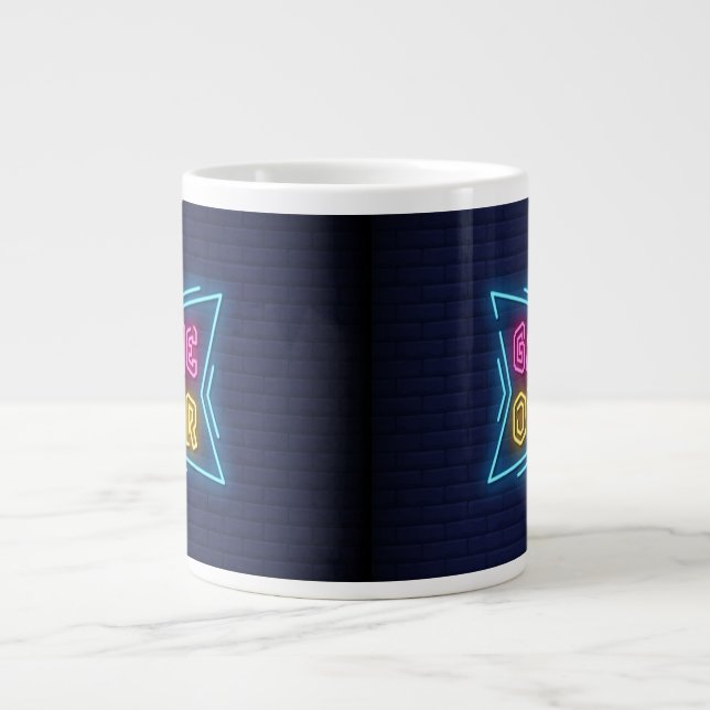 Cool Simulated Neon GAME OVER sign Large Coffee Mug (Front)
