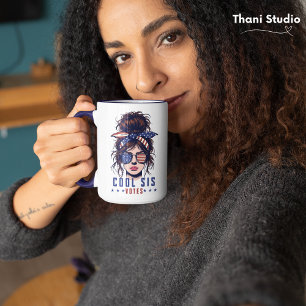 Cool Sis Votes Vintage Messy Hair Lady Election Mug