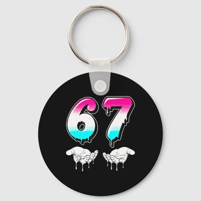Cool Six Seven 6 7 Meme Gen Alpha Slang Costume Ma Key Ring (Front)