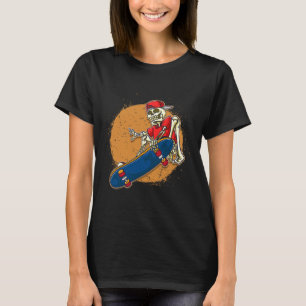 Cool Skateboard Art Skeleton Skateboarding Kickfli T-Shirt