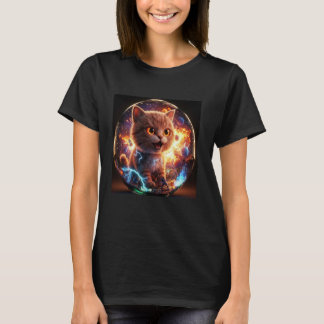 Cool Skateboard Cats in Galaxies with Firestorm Ex T-Shirt