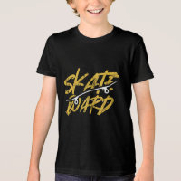 Cool Skateboard Grunge Gold Typography Graphic T-S