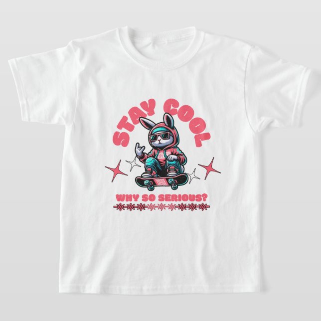 Cool Skateboarding Bunny T-Shirt (Laydown)