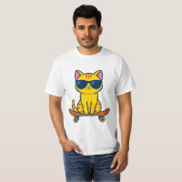 Cool Skateboarding Cat Wearing Sunglasses Cartoon