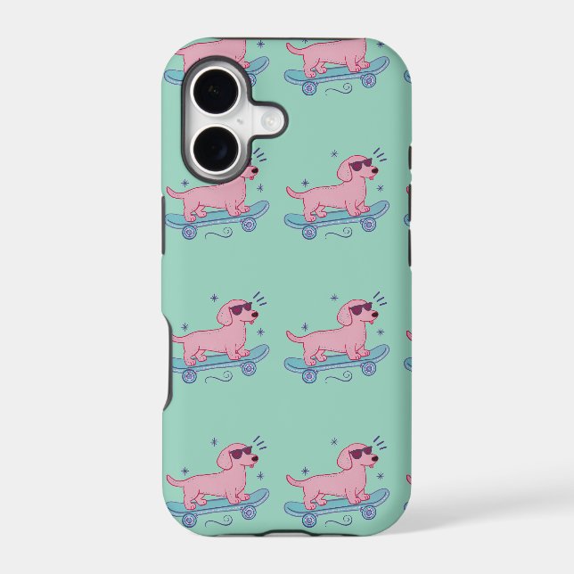 Cool Skateboarding Dachshund | Funny Dog Art (Back)
