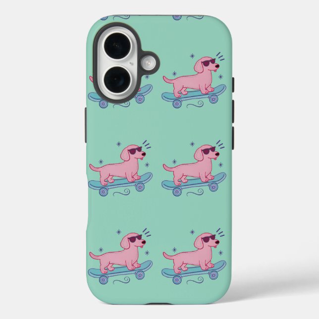 Cool Skateboarding Dachshund | Funny Dog Art Case-Mate iPhone Case (Back)