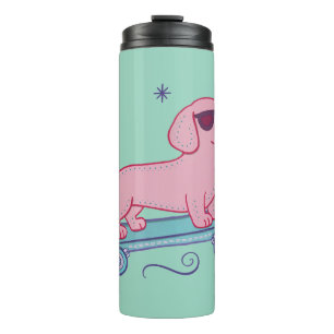 Cool Skateboarding Dachshund   Funny Dog Art Thermal Tumbler