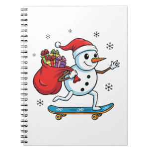 Cool Skateboarding Snowman Funny Christmas Skate Notebook