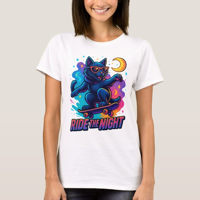 Cool Skater Cat – Urban Street Style T-Shirt (Front)