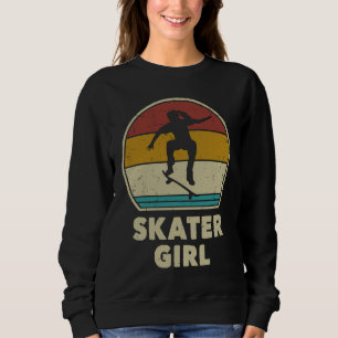 Cool Skater Girl Vintage Skating Skateboarding Ska Sweatshirt