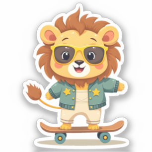 Cool Skater Lion Cute Kawaii Safari Animal