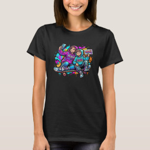 Cool Skater Mum & Son Graffiti Street Style T-Shir T-Shirt