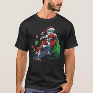 Cool Skater Santa Skateboard Glasses Christmas Gif T-Shirt