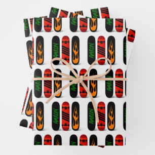 Cool Skater Skateboard Personalised Wrapping Paper Sheet