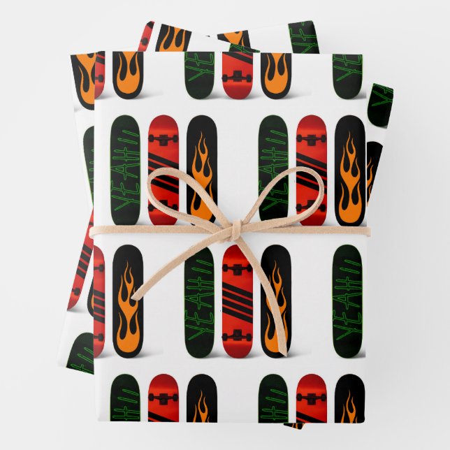 Cool Skater Skateboard  Wrapping Paper Sheet (In situ)