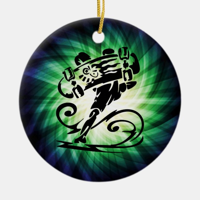 Cool Skater; Skateboarder Ceramic Tree Decoration (Front)