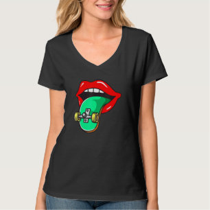 Cool Skater Skateboarder Tongue T-Shirt