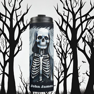 Cool skeleton add name thermal tumbler