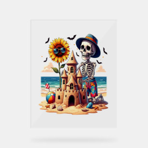Cool Skeleton at the Beach Acrylic Sign