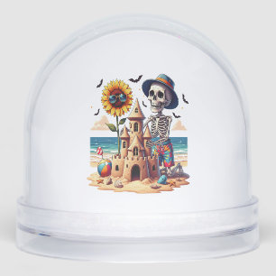 Cool Skeleton at the Beach Snowglobe