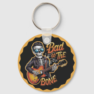 Cool Skeleton Bad to the Bone with Guitar Key Ring