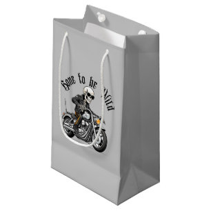 Cool Skeleton Bone to be Wild Riding a Motorcycle Small Gift Bag