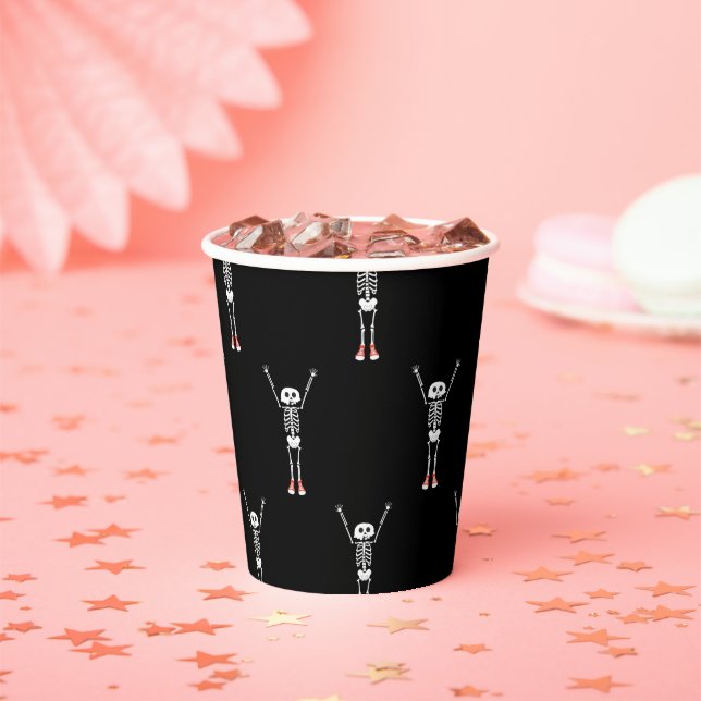 Cool Skeleton Halloween Pattern Paper Cups (Insitu)