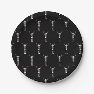 Cool Skeleton Halloween Pattern Paper Plate
