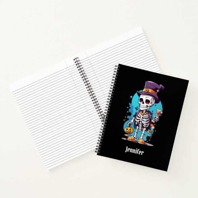 Cool Skeleton in a Top Hat Halloween Notebook (Inside)