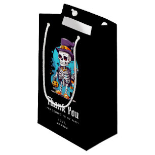 Cool Skeleton in a Top Hat Halloween Thank You Small Gift Bag