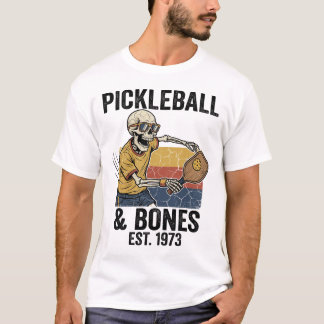 Cool Skeleton Pickleball Player Vintage Design T-Shirt