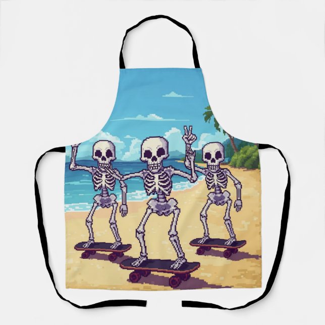 Cool Skeletons At The Beach Design Apron (Front)