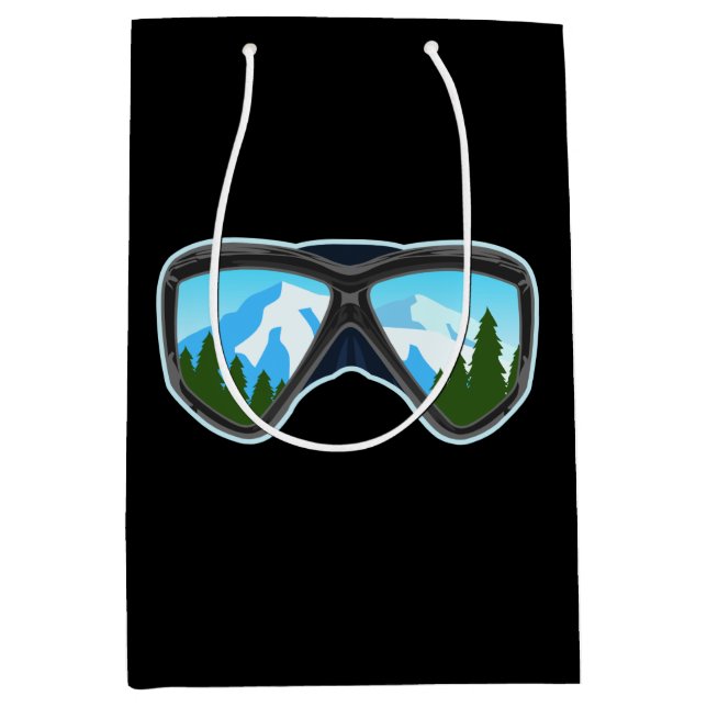 Cool Ski Goggles Skiing Player Snowboarding Sports Medium Gift Bag (Front)