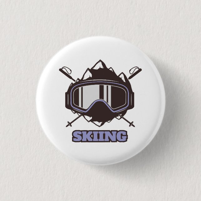 Cool Ski Helmet  3 Cm Round Badge (Front)