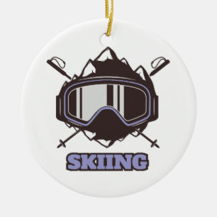 Cool Ski Helmet  Ceramic Tree Decoration