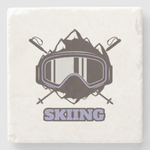 Cool Ski Helmet  Stone Coaster