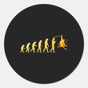 Cool Skiing Art For Men Women Skiing Themed Ski Lo Classic Round Sticker